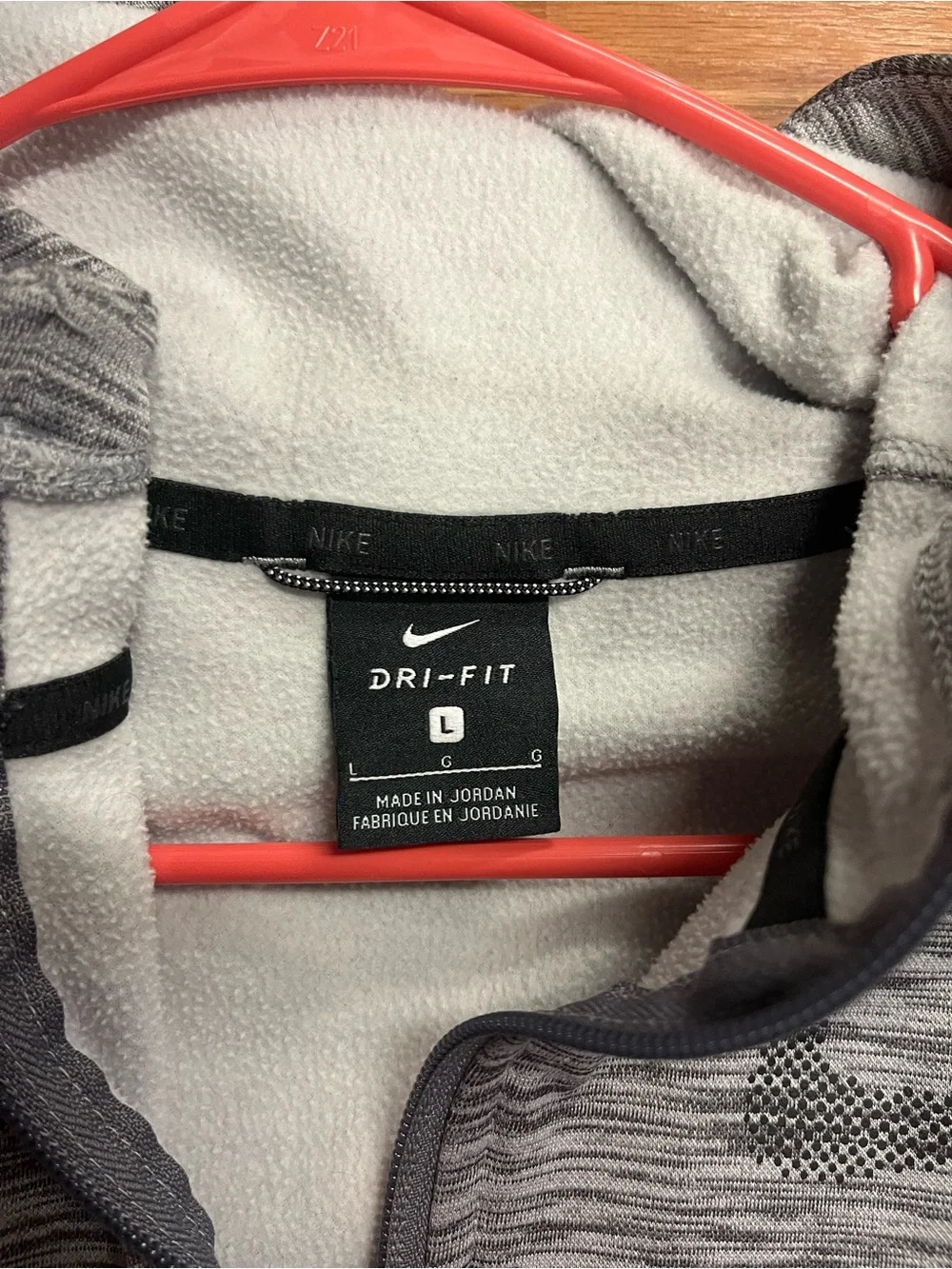 Nike Kids Grey Hooded Zip Jacket with Black Accents